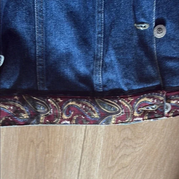 Blue and Red Jean Jacket with Decorative Trim - Picture 6 of 9